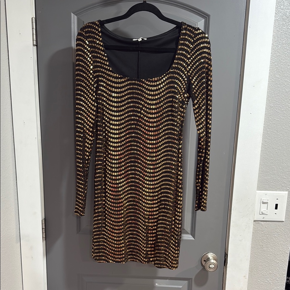 Black and Gold Sequin Dress